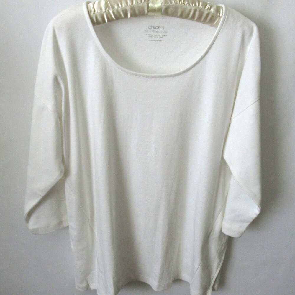 Chico's ultimate tee white scoop neck 3/4 sleeve tee *Sz 2P(LP)*